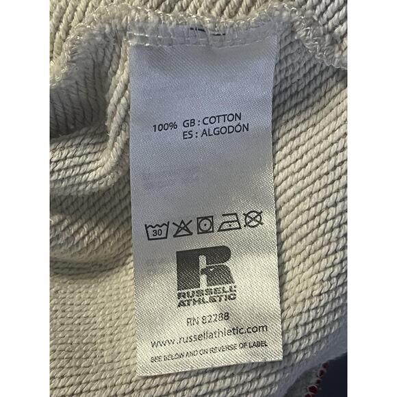 Russell Athletic Sweater Mens Small White Red Black Varsity Chenille R Knit - Picture 8 of 13